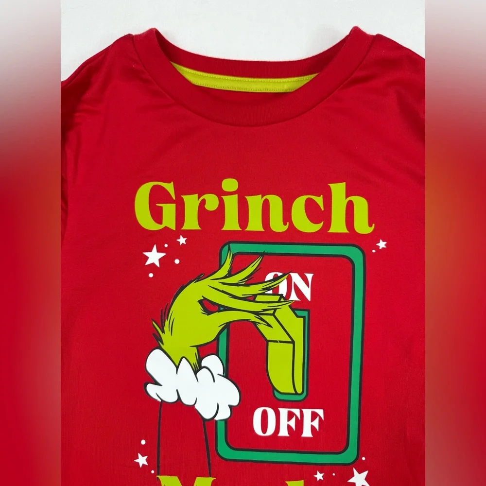 NWT GRINCH Kids Christmas Pajama Top Long Sleeve Size‎ 12 Grinch Mode On Off NEW